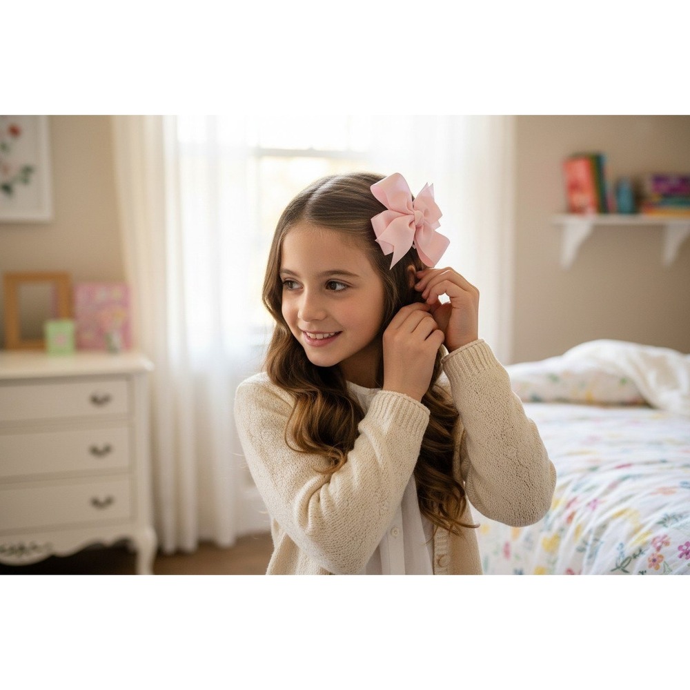 Simplicity Grosgrain Hair Bow Girls OS Pink Brand New Classic Coquette Style